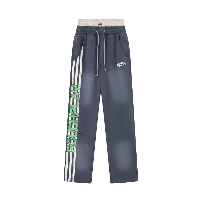 R122# P120 RoughPlay Double SweatPants2026最新欧美潮牌烫钻绣花纯棉休闲长裤卫裤