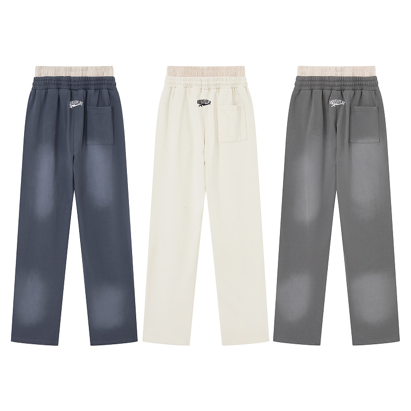 R122# P120 RoughPlay Double SweatPants2026最新欧美潮牌烫钻绣花纯棉休闲长裤卫裤