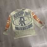 R817# P80 Rough Play Warning Long Sleeve Shirt洛杉矶最新潮牌烫钻长袖T恤
