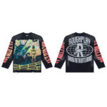 R817# P80 Rough Play Warning Long Sleeve Shirt洛杉矶最新潮牌烫钻长袖T恤