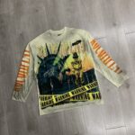 R817# P80 Rough Play Warning Long Sleeve Shirt洛杉矶最新潮牌烫钻长袖T恤