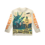 R817# P80 Rough Play Warning Long Sleeve Shirt洛杉矶最新潮牌烫钻长袖T恤