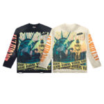 R817# P80 Rough Play Warning Long Sleeve Shirt洛杉矶最新潮牌烫钻长袖T恤