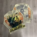 R817# P80 Rough Play Warning Long Sleeve Shirt洛杉矶最新潮牌烫钻长袖T恤