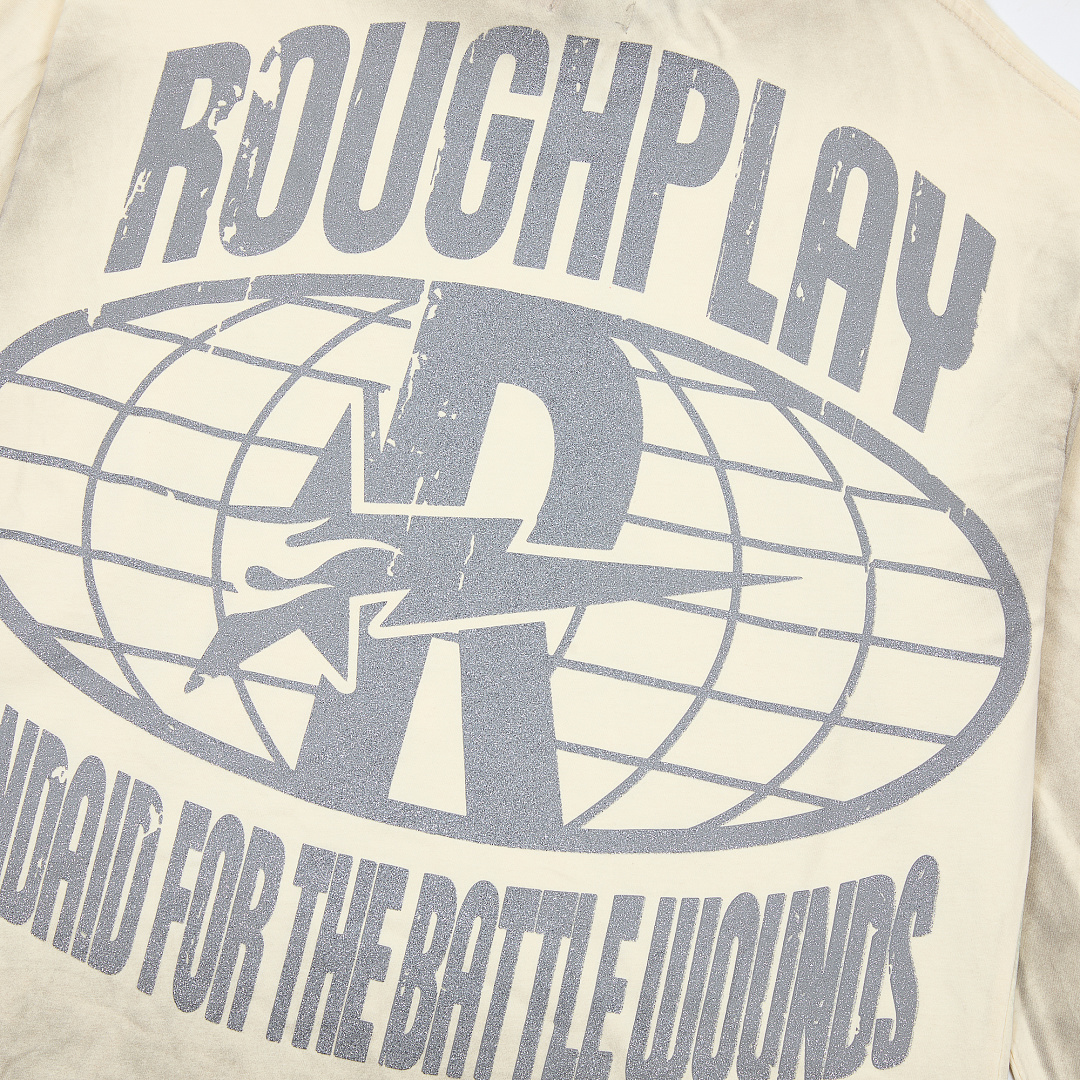 R817# P80 Rough Play Warning Long Sleeve Shirt洛杉矶最新潮牌烫钻长袖T恤