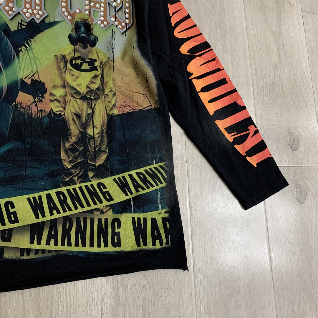 R817# P80 Rough Play Warning Long Sleeve Shirt洛杉矶最新潮牌烫钻长袖T恤
