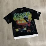R130# P69 RoughPlay T-Shirt 2026最新欧美街头潮牌拼接烫钻短袖