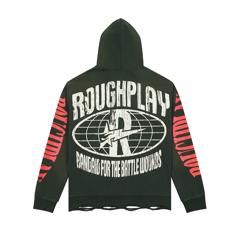 R131# P118RoughPlay sland Hoodie (GREEN) 洛杉矶最新款潮牌破洞帽衫卫衣