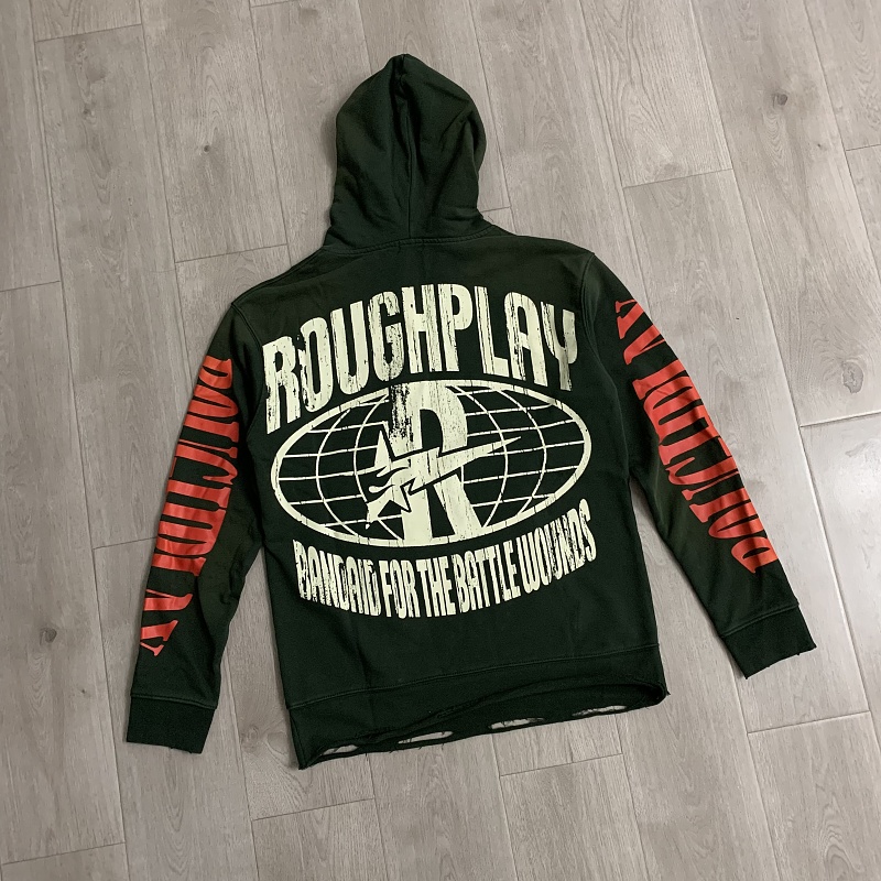 R131# P118RoughPlay sland Hoodie (GREEN) 洛杉矶最新款潮牌破洞帽衫卫衣