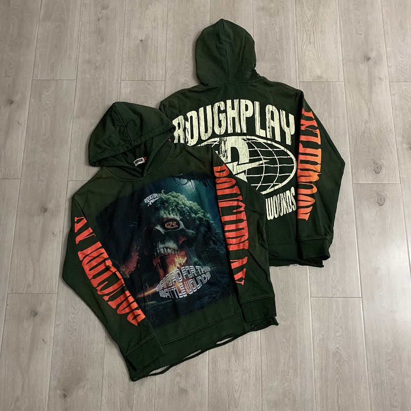 R131# P118RoughPlay sland Hoodie (GREEN) 洛杉矶最新款潮牌破洞帽衫卫衣