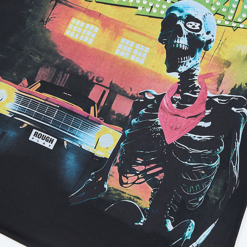R826# P68 RoughPlay T-Shirt 2026最新欧美街头潮牌拼接烫钻短袖