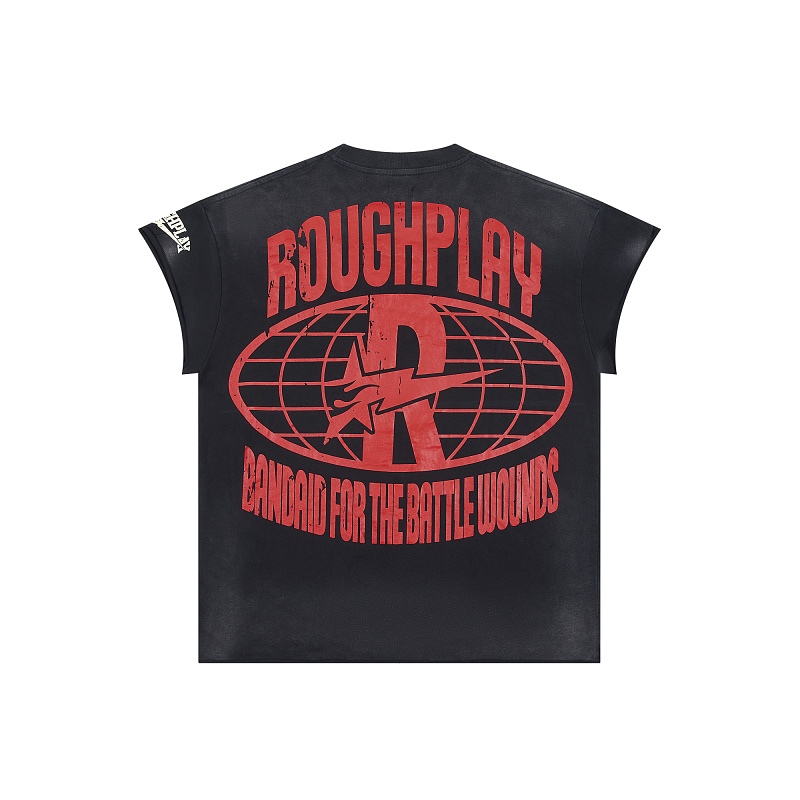 R826# P68 RoughPlay T-Shirt 2026最新欧美街头潮牌拼接烫钻短袖