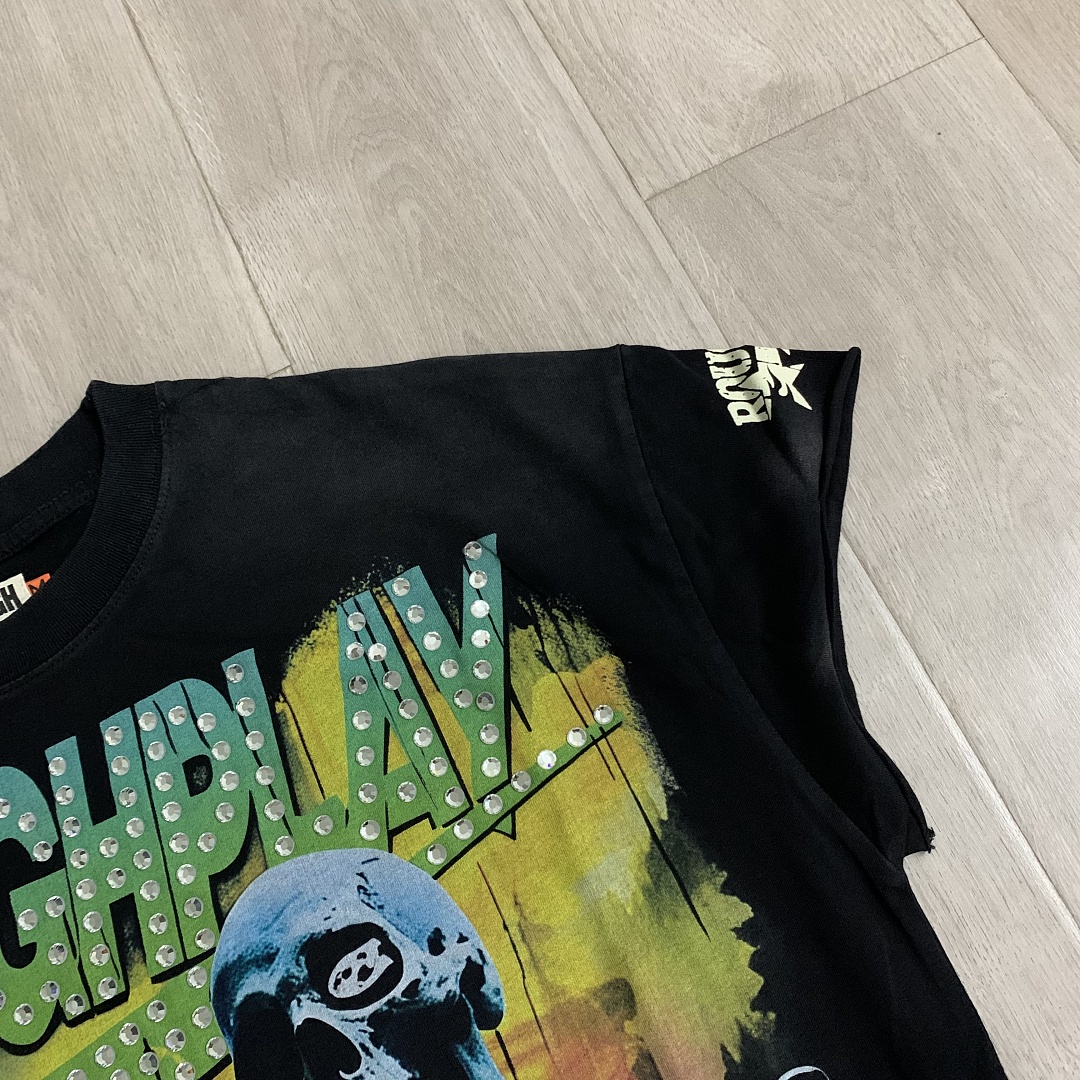 R826# P68 RoughPlay T-Shirt 2026最新欧美街头潮牌拼接烫钻短袖