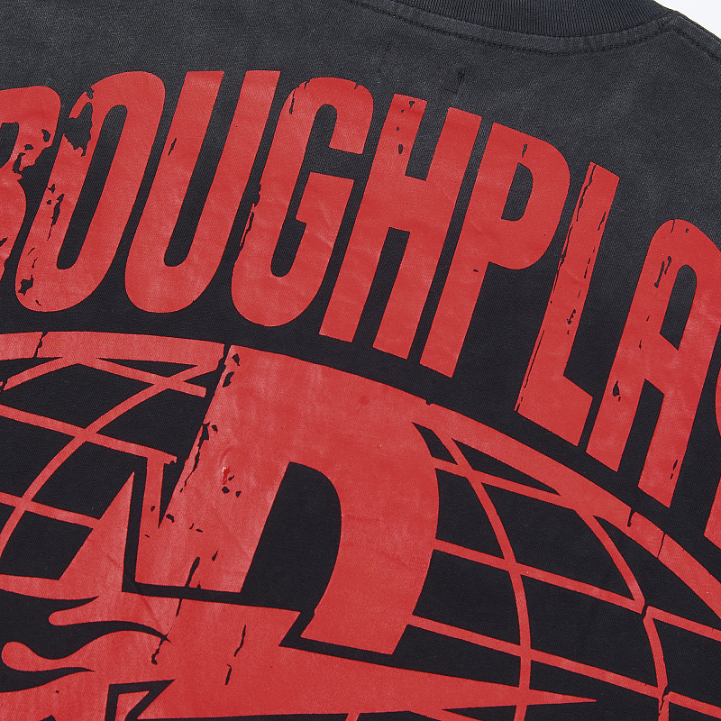 R826# P68 RoughPlay T-Shirt 2026最新欧美街头潮牌拼接烫钻短袖