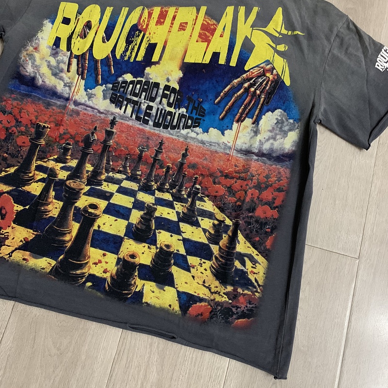 R516# P62 白墨直喷 RoughPlay T-Shirt 2026最新欧美街头潮牌短袖