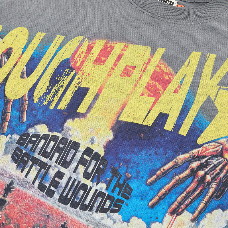 R516# P62 白墨直喷 RoughPlay T-Shirt 2026最新欧美街头潮牌短袖