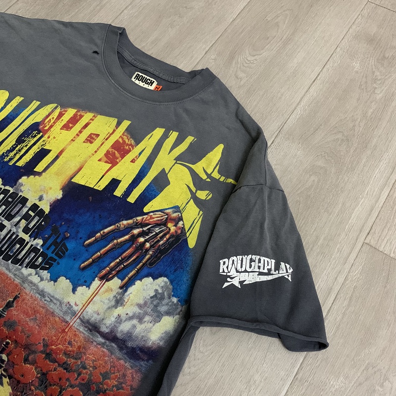 R516# P62 白墨直喷 RoughPlay T-Shirt 2026最新欧美街头潮牌短袖