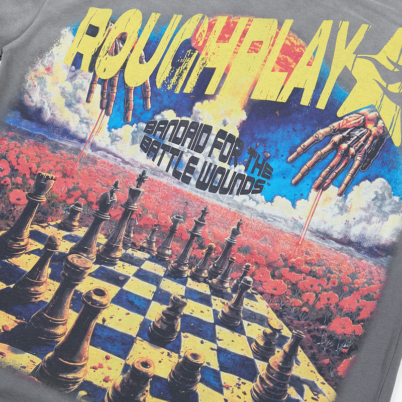 R516# P62 白墨直喷 RoughPlay T-Shirt 2026最新欧美街头潮牌短袖