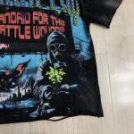 R519# P69白墨直喷 ROUGH PLAY GAS MASK T-SHIRT镶钻洗水做旧短袖T恤