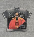 编号515    批67  RoughPlay Champion T-Shirt 2026美国洛杉矶最新街头潮牌白墨直喷烫钻洗水做旧短袖T恤 码数：S  M  L  XL