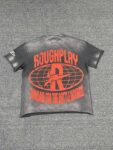 编号515    批67  RoughPlay Champion T-Shirt 2026美国洛杉矶最新街头潮牌白墨直喷烫钻洗水做旧短袖T恤 码数：S  M  L  XL