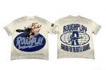 编号511    批67   RoughPlay Champion T-Shirt 2026美国洛杉矶最新街头潮牌白墨直喷烫钻洗水做旧短袖T恤 码数：S  M  L  XL