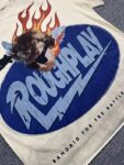 编号511    批67   RoughPlay Champion T-Shirt 2026美国洛杉矶最新街头潮牌白墨直喷烫钻洗水做旧短袖T恤 码数：S  M  L  XL
