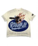 编号511    批67   RoughPlay Champion T-Shirt 2026美国洛杉矶最新街头潮牌白墨直喷烫钻洗水做旧短袖T恤 码数：S  M  L  XL