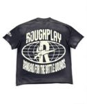编号511    批67   RoughPlay Champion T-Shirt 2026美国洛杉矶最新街头潮牌白墨直喷烫钻洗水做旧短袖T恤 码数：S  M  L  XL