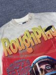 编号506    批67   RoughPlay Champion T-Shirt 2026美国洛杉矶最新街头潮牌白墨直喷烫钻洗水做旧短袖T恤 码数：S  M  L  XL