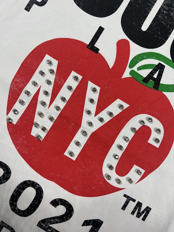 编号507    批55   RoughPlay Champion T-Shirt 2026美国洛杉矶最新街头潮牌烫钻洗水做旧印花短袖T恤    码数：S  M  L  XL