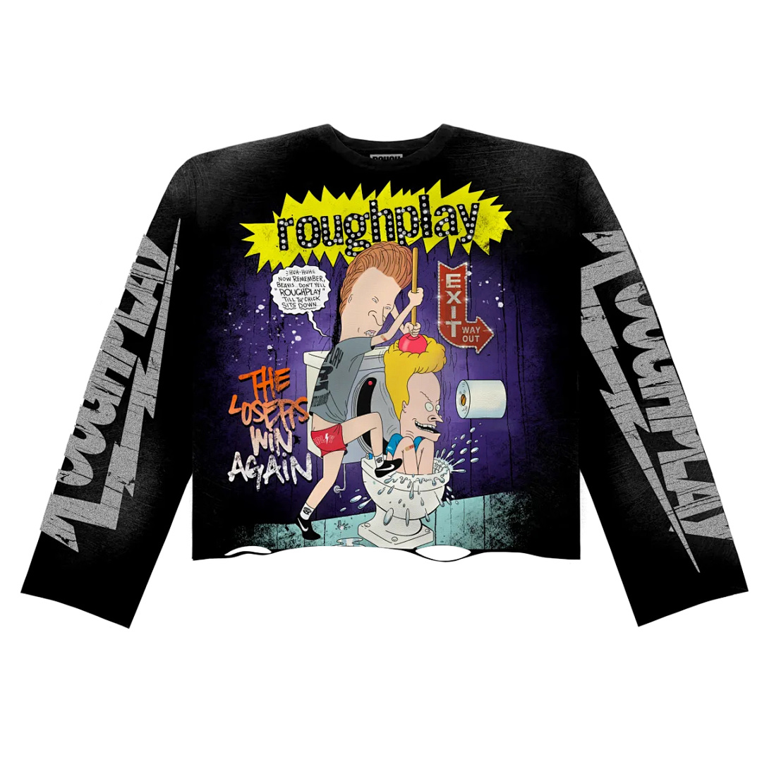 R521P85，RoughPlay Beavis Buttead烫钻洗水长袖