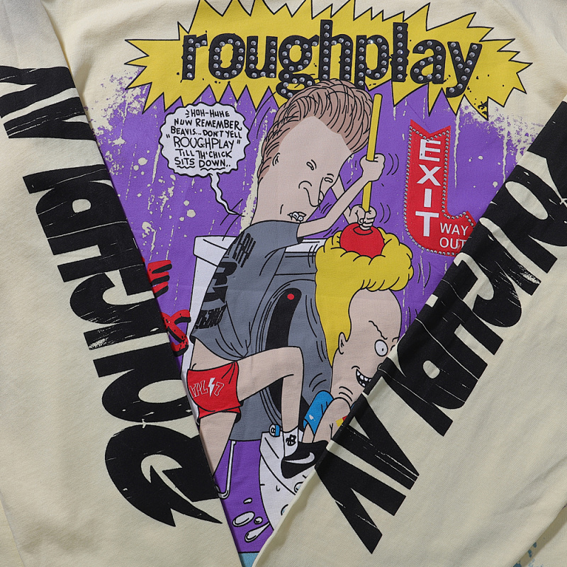 R521P85，RoughPlay Beavis Buttead烫钻洗水长袖