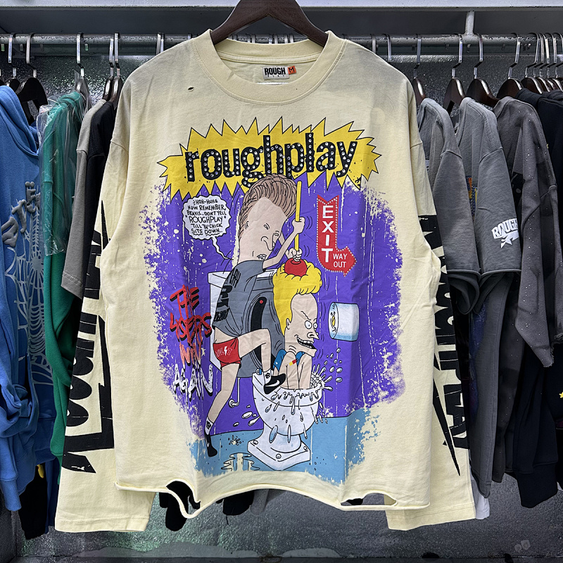 R521P85，RoughPlay Beavis Buttead烫钻洗水长袖