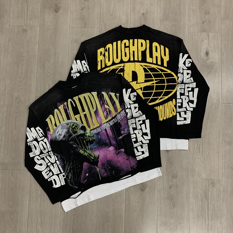 R117# P88 RoughPlay Slime Long Sleeve白墨直喷烫钻高品质长袖