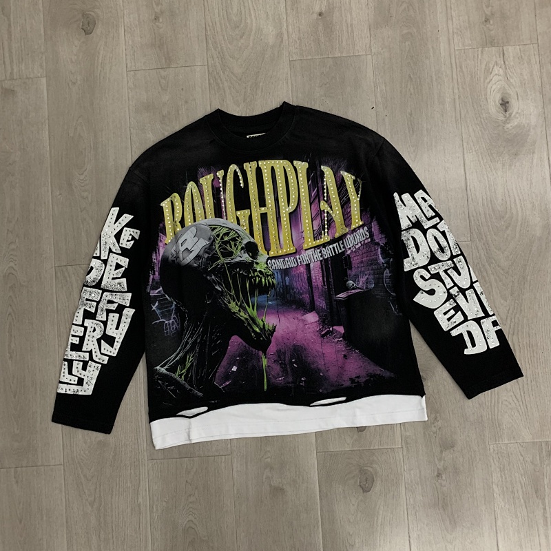 R117# P88 RoughPlay Slime Long Sleeve白墨直喷烫钻高品质长袖