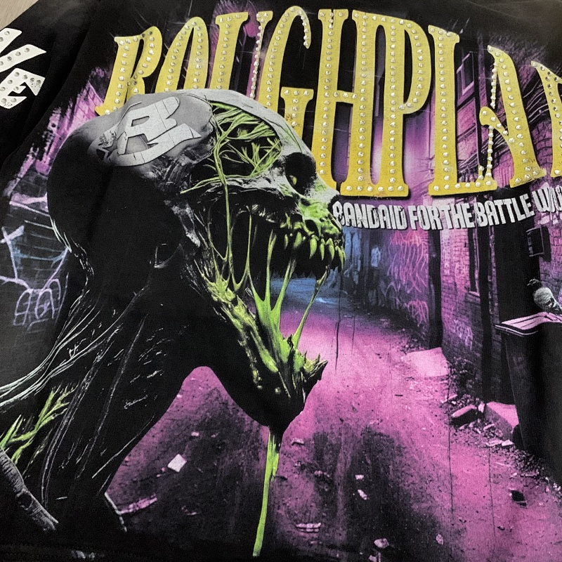 R117# P88 RoughPlay Slime Long Sleeve白墨直喷烫钻高品质长袖