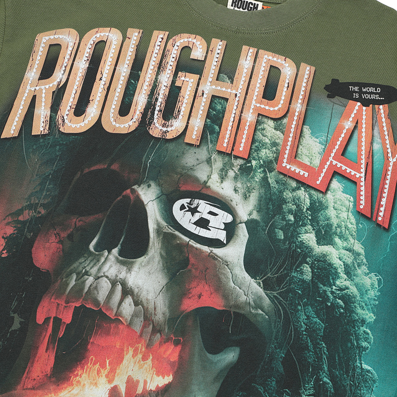 R121# P65 RoughPlay Island T-Shirt (OLIVE) 2026ss最新美国潮牌白墨直喷烫钻短袖T恤