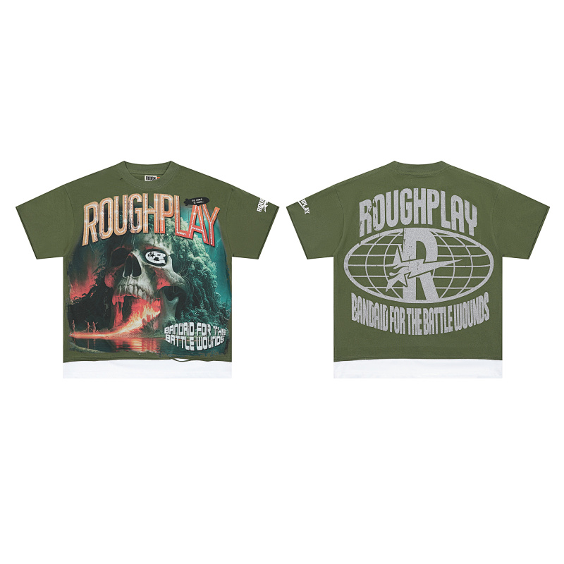 R121# P65 RoughPlay Island T-Shirt (OLIVE) 2026ss最新美国潮牌白墨直喷烫钻短袖T恤