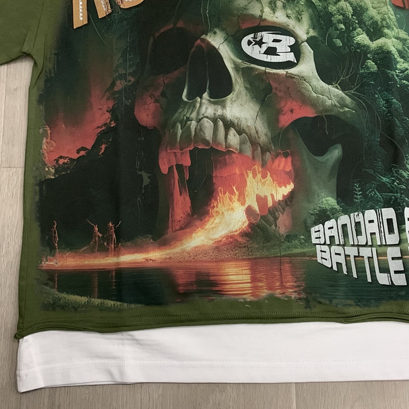 R121# P65 RoughPlay Island T-Shirt (OLIVE) 2026ss最新美国潮牌白墨直喷烫钻短袖T恤
