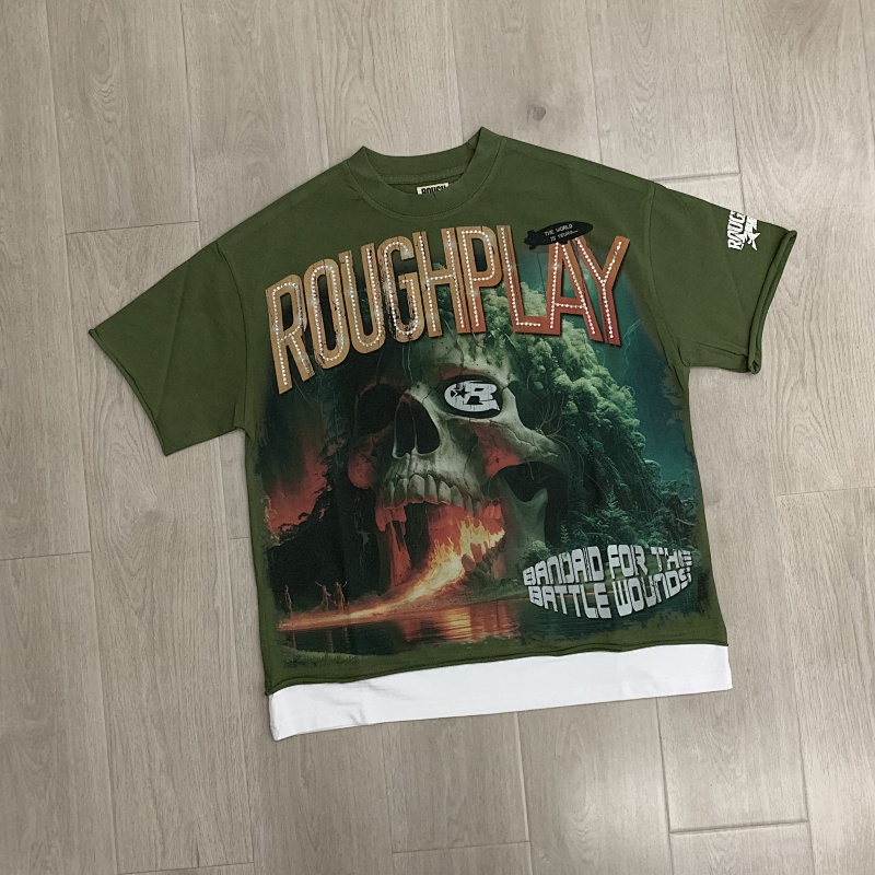 R121# P65 RoughPlay Island T-Shirt (OLIVE) 2026ss最新美国潮牌白墨直喷烫钻短袖T恤