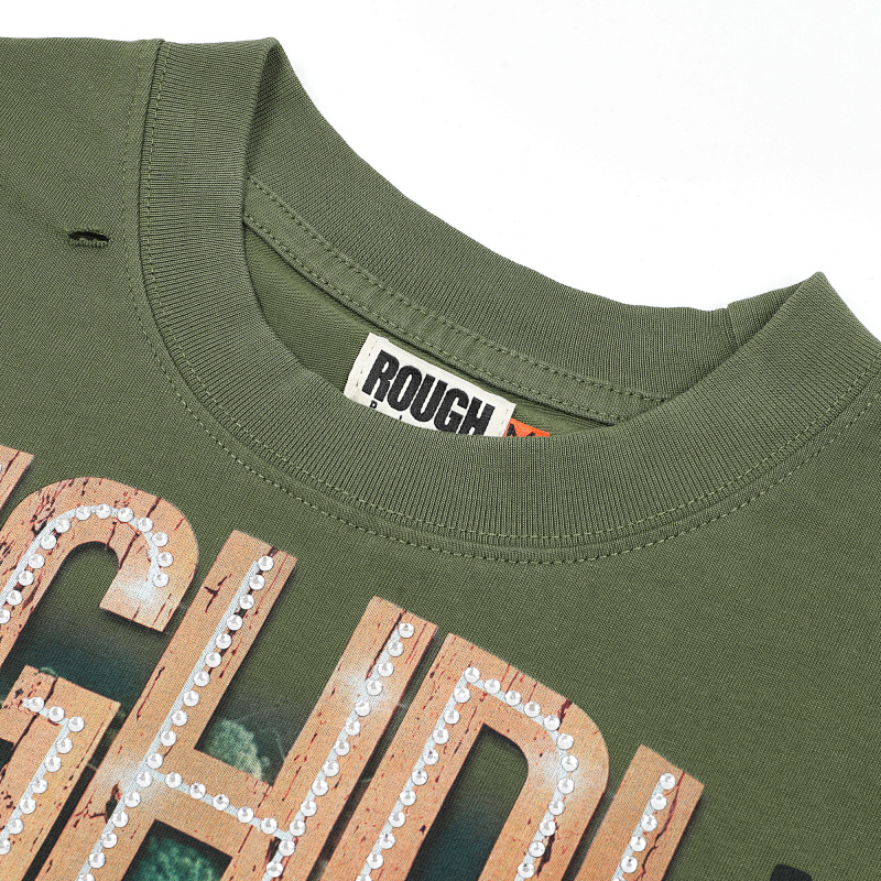 R121# P65 RoughPlay Island T-Shirt (OLIVE) 2026ss最新美国潮牌白墨直喷烫钻短袖T恤