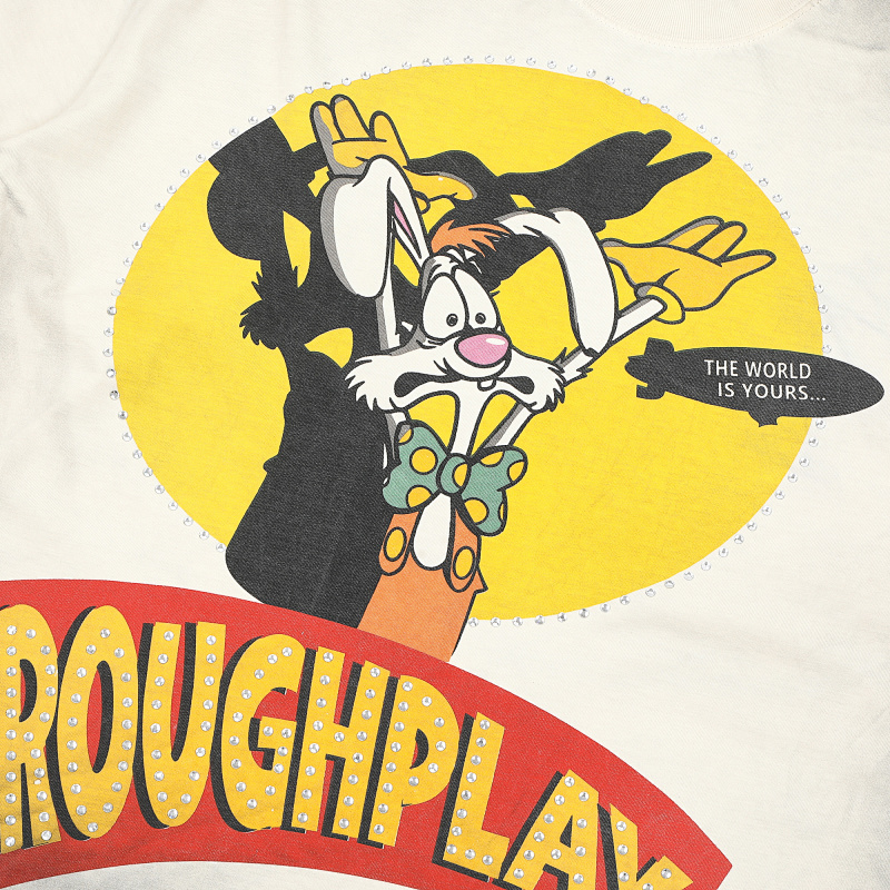 R511# P72 RoughPlay Don’t Shoot T-Shirt 2026最新欧美潮牌烫钻短袖T恤