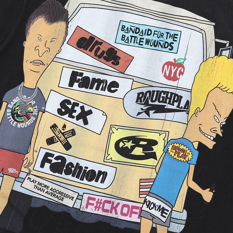 R512# P70 2026ss RoughPlay Beavis & Butthead Van T-Shirt最新街头潮牌烫钻白墨直喷短袖T恤