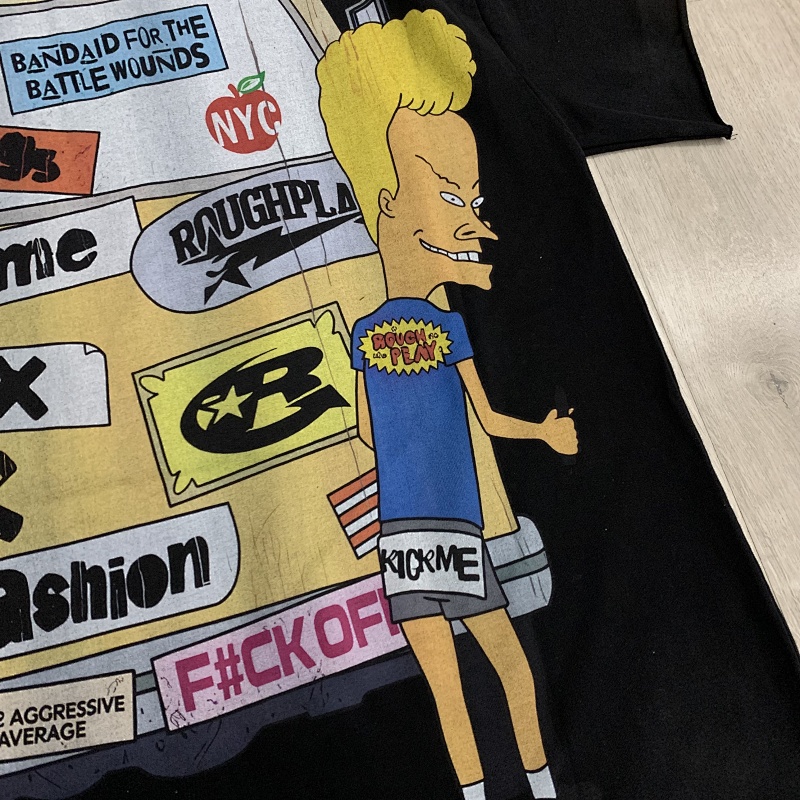 R512# P70 2026ss RoughPlay Beavis & Butthead Van T-Shirt最新街头潮牌烫钻白墨直喷短袖T恤