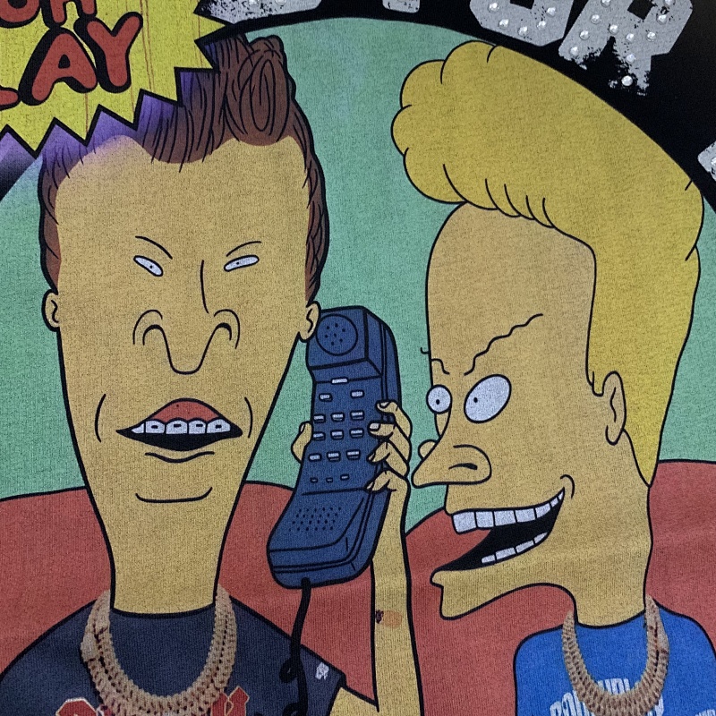 R512# P70 2026ss RoughPlay Beavis & Butthead Van T-Shirt最新街头潮牌烫钻白墨直喷短袖T恤