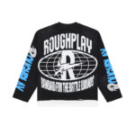 R118# P83 Rough Play Skull Shock Long Sleeve白墨直喷烫钻拼接时尚长袖T恤