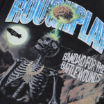 R118# P83 Rough Play Skull Shock Long Sleeve白墨直喷烫钻拼接时尚长袖T恤