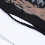 R118# P83 Rough Play Skull Shock Long Sleeve白墨直喷烫钻拼接时尚长袖T恤
