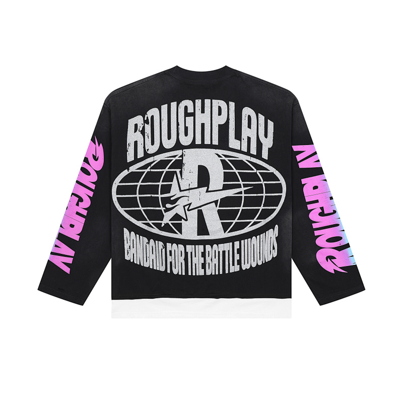 R116# P78 Rough Play Praise To Most High Long Sleeve白墨直喷高品质烫钻时尚长袖T恤